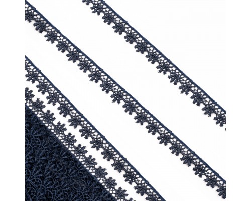 Кружево плетеное шир.16 мм. арт.4003-3 цв.темно-синий уп.12 м.